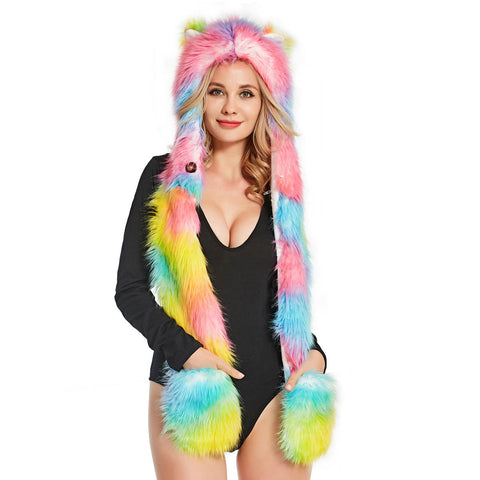 Furry Rainbow Hat