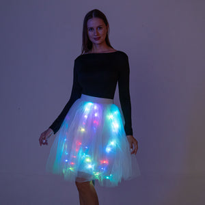 Womens Multicolored LED Tulle Skirt