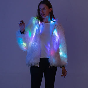 Fancy Faux Fur LED Hooded Rave Jacket