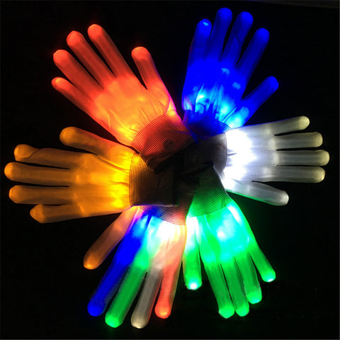 Colorful LED Gloves Rave Light Finger Lighting Flashing Gloves Unisex skeleton Glove