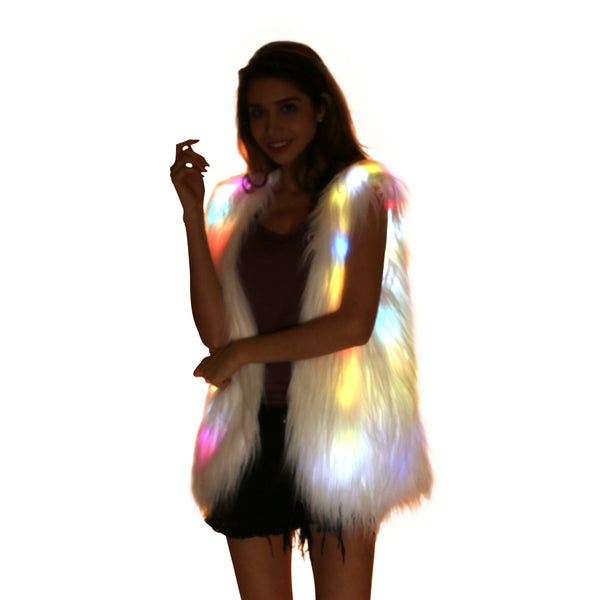 Glow Fur Rainbow Led Vest Wasitcoat