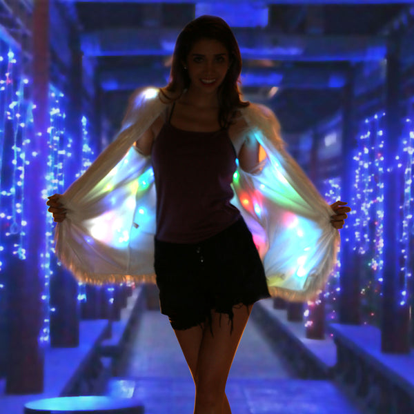 Glow Fur Rainbow Led Vest Wasitcoat