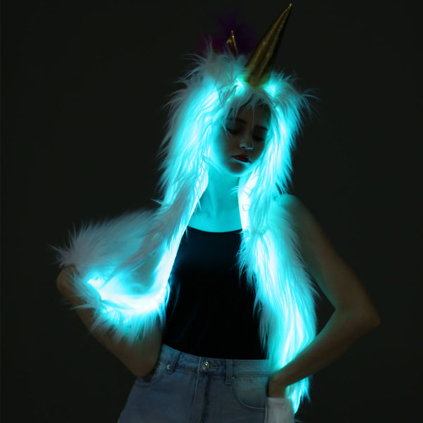 Unicorn Hood Hat With Led Lights