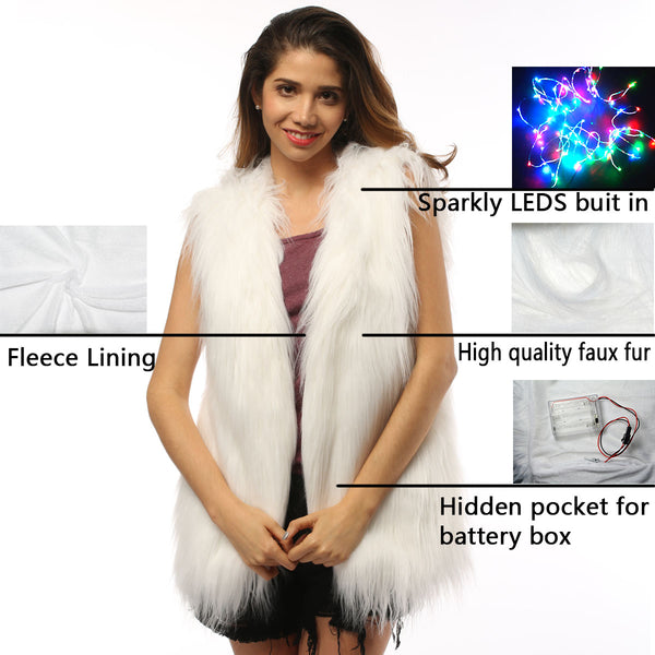 Glow Fur Rainbow Led Vest Wasitcoat