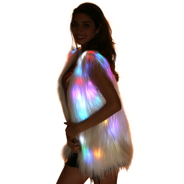 Glow Fur Rainbow Led Vest Wasitcoat