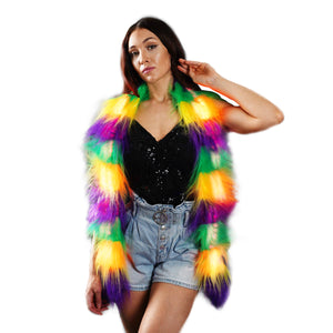 Mardi Gras Rainbow Fur Led Scarf