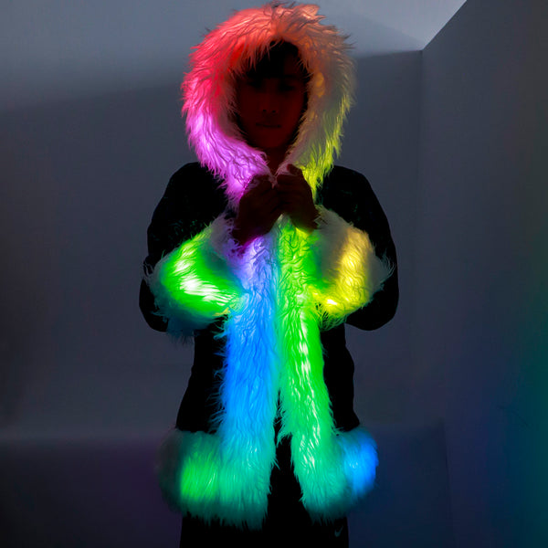 Led Light Faux Fur Coat-LED Clothing Cloak (Brown)