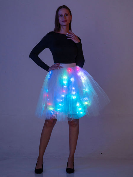 Womens Multicolored LED Tulle Skirt