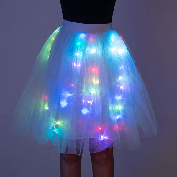 Womens Multicolored LED Tulle Skirt