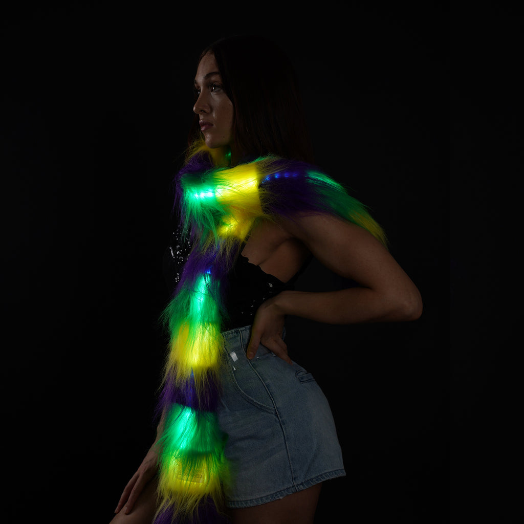 Mardi Gras LED Lighted Glow Feather Boa