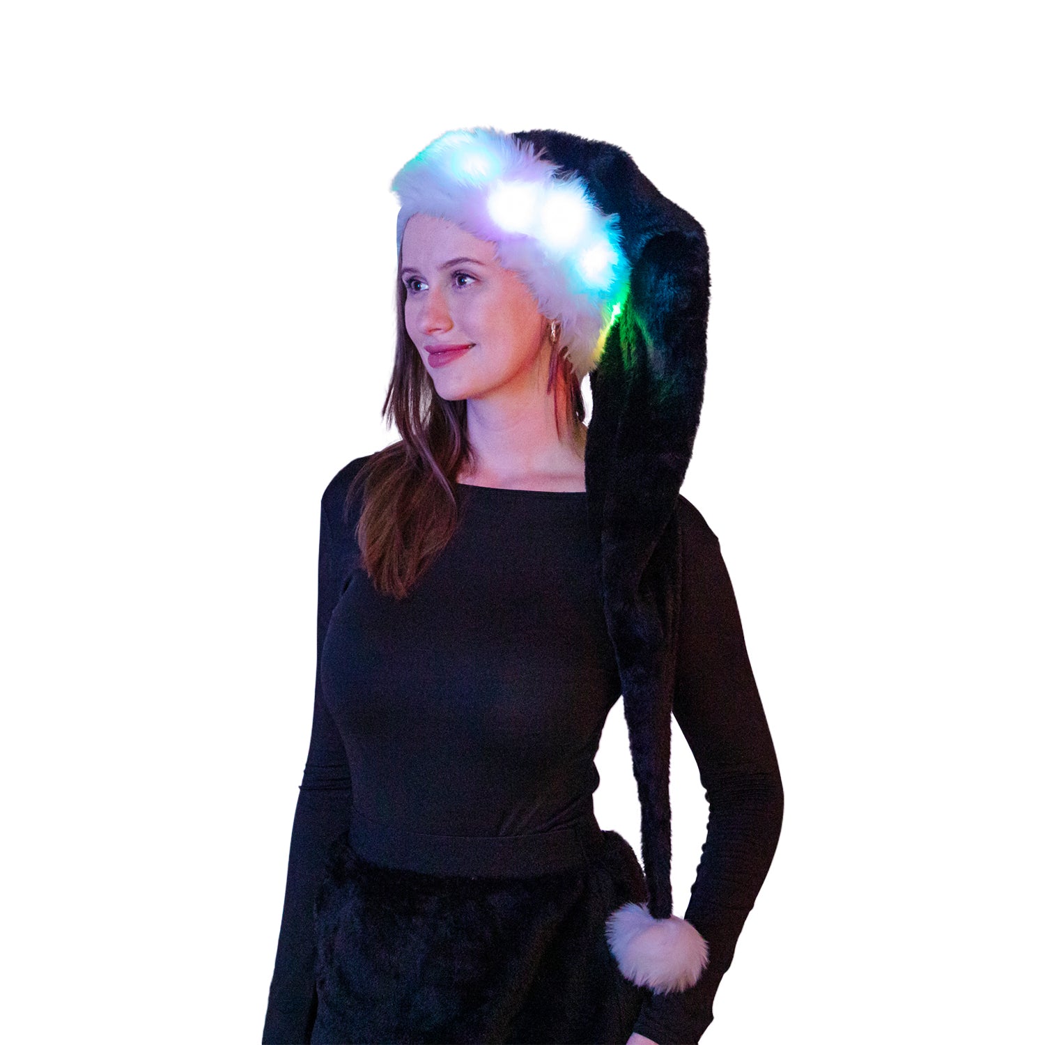 Light Up Led Santa Hat-Black