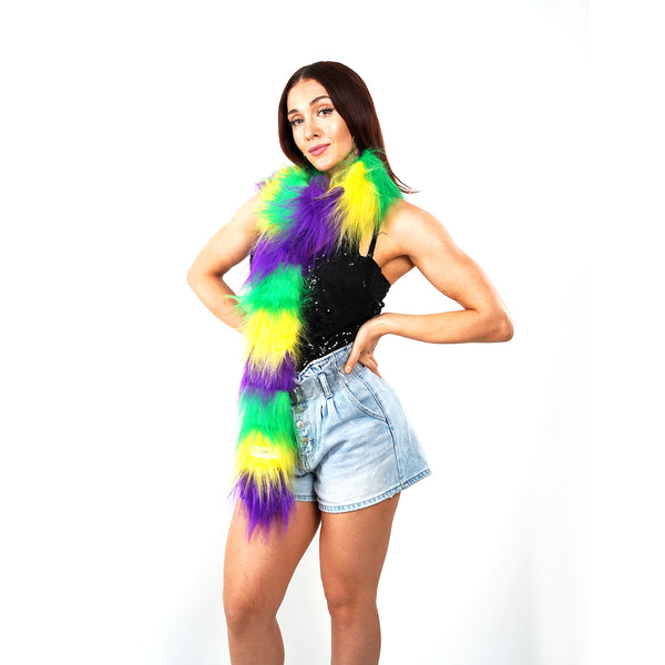 Mardi Gras Rainbow Fur Led Scarf