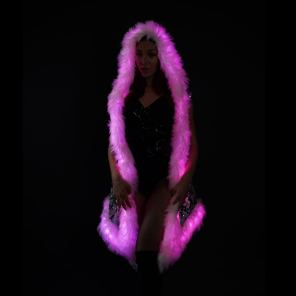 Bluetooth Led Light Up Sequin Vest With Hood