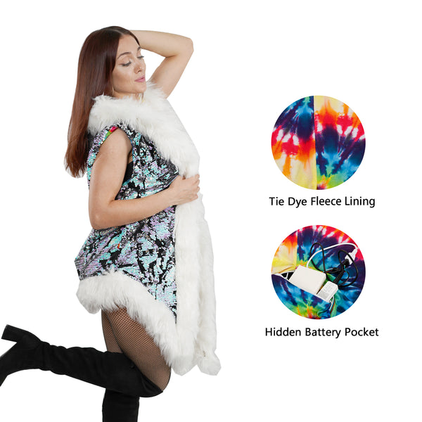 Bluetooth Led Light Up Sequin Vest With Hood