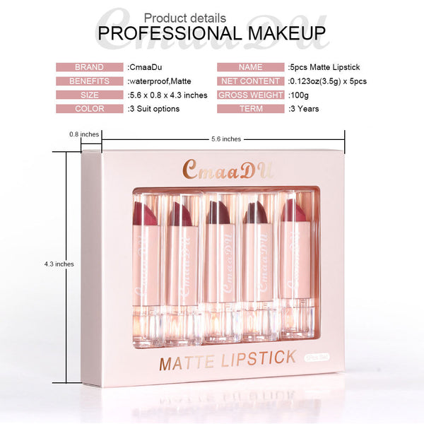 TikTok CmaaDu 5 PCS Lip stick matte moisturizing