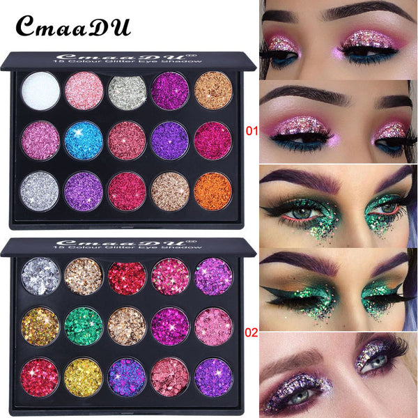 TikTok CmaaDu 15 color diamond Sequin Glitter eye shadow palette