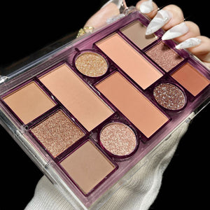 TikTok 12 color eye shadow palette  waterproof, non smudging, matte, highlight,  blusher, comprehensive