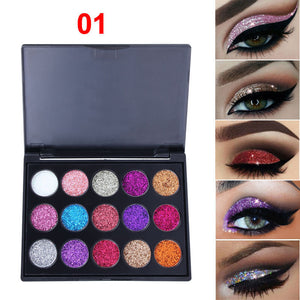 TikTok CmaaDu 15 color diamond Sequin Glitter eye shadow palette