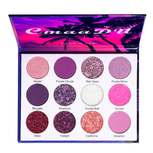 TikTok CmaaDu 12 color shiny eye shadow palette purple queen