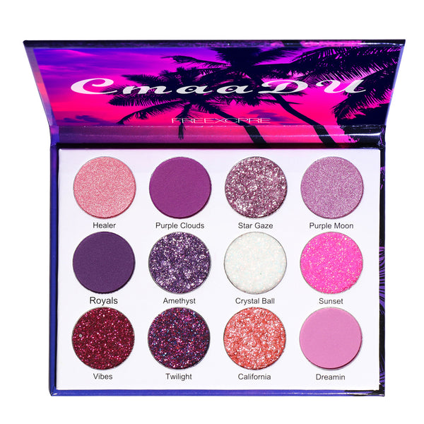 TikTok CmaaDu 12 color shiny eye shadow palette purple queen