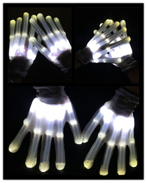 Colorful LED Gloves Rave Light Finger Lighting Flashing Gloves Unisex skeleton Glove