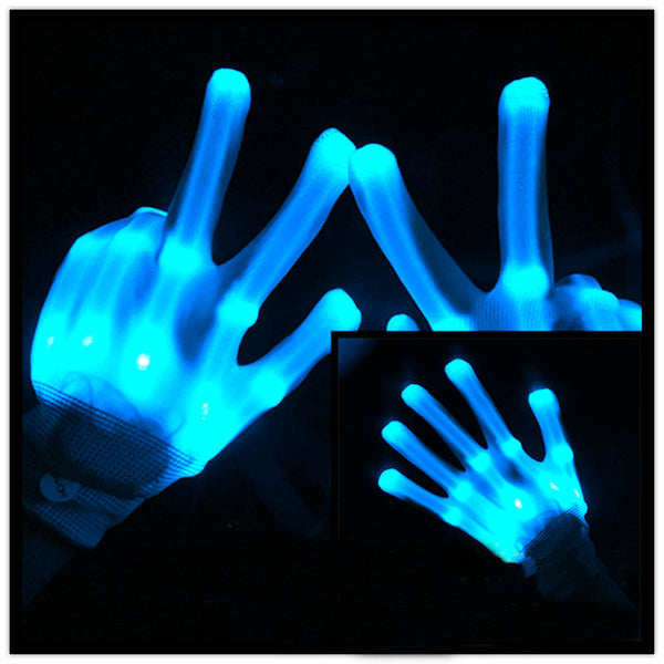 Colorful LED Gloves Rave Light Finger Lighting Flashing Gloves Unisex skeleton Glove