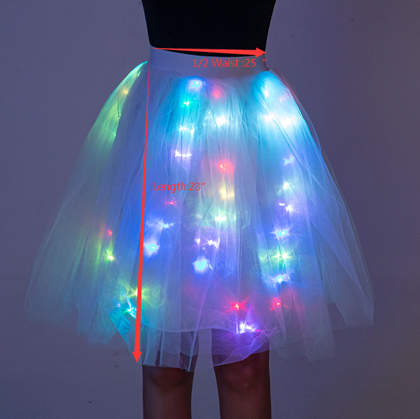 Womens Multicolored LED Tulle Skirt